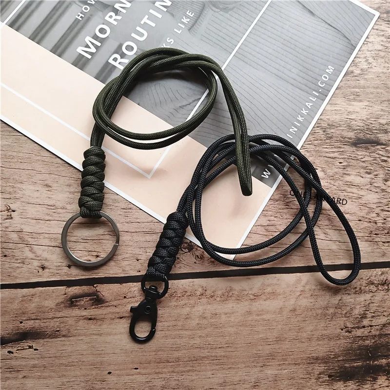 Outdoor Rock Climbing Metal Clip Parachute Cord Hanging Neck Rope Lanyard for Phone Camera USB Holder ID Card Badge Holder