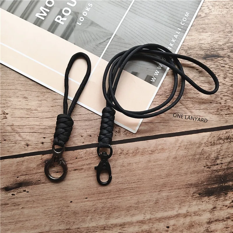 Outdoor Rock Climbing Metal Clip Parachute Cord Hanging Neck Rope Lanyard for Phone Camera USB Holder ID Card Badge Holder