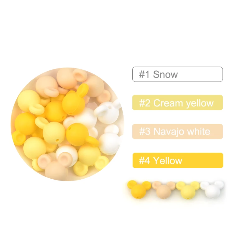 LOFCA Mouse 10pcs/lot Silicone Beads Baby Teether Toy Soft Chew Teething BPA Free DIY Charm Necklace Food Grade Jewelry