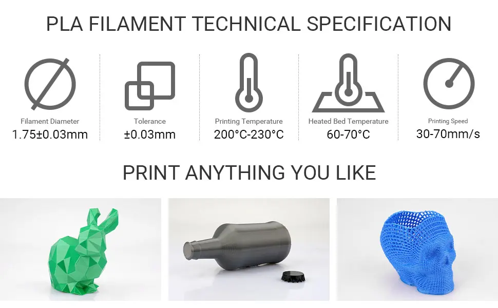 ERYONE 1KG PLA Plus Premium Filament 1.75mm 3D Print, Multicolor Available,1kg pla+ filament,1kg/spool