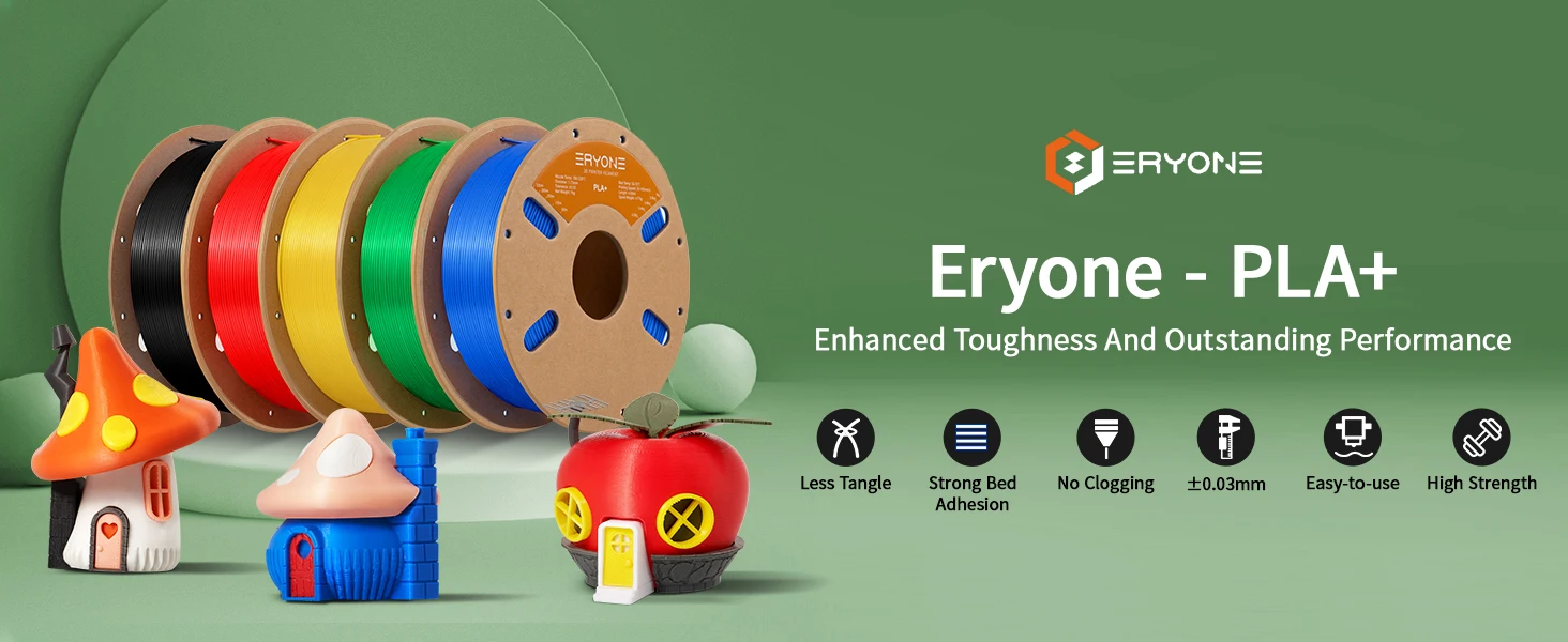 ERYONE 1KG PLA Plus Premium Filament 1.75mm 3D Print, Multicolor Available,1kg pla+ filament,1kg/spool