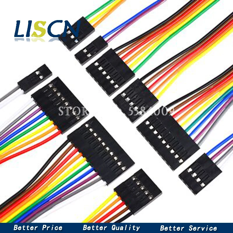 10PCS 2.54 2.54MM Wire Dupont Line female to female 1P2 3 4 5 6 7 8 9 10 12 Pin Dupont cable connector JUMPER CABLE WIRE FOR PCB