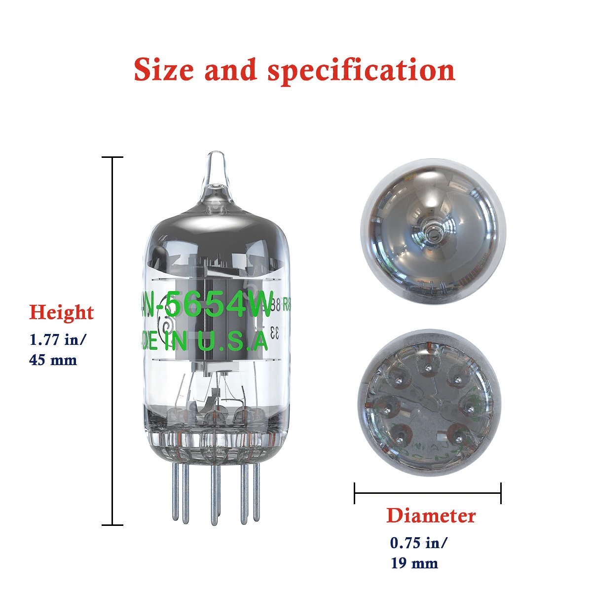 Fosi Audio 2Pcs 5654W Vacuum Tubes 7-Pin Upgrade for 6AK5 6J1 6J1P EF95 Pairing Tubes For Audio Amplifier