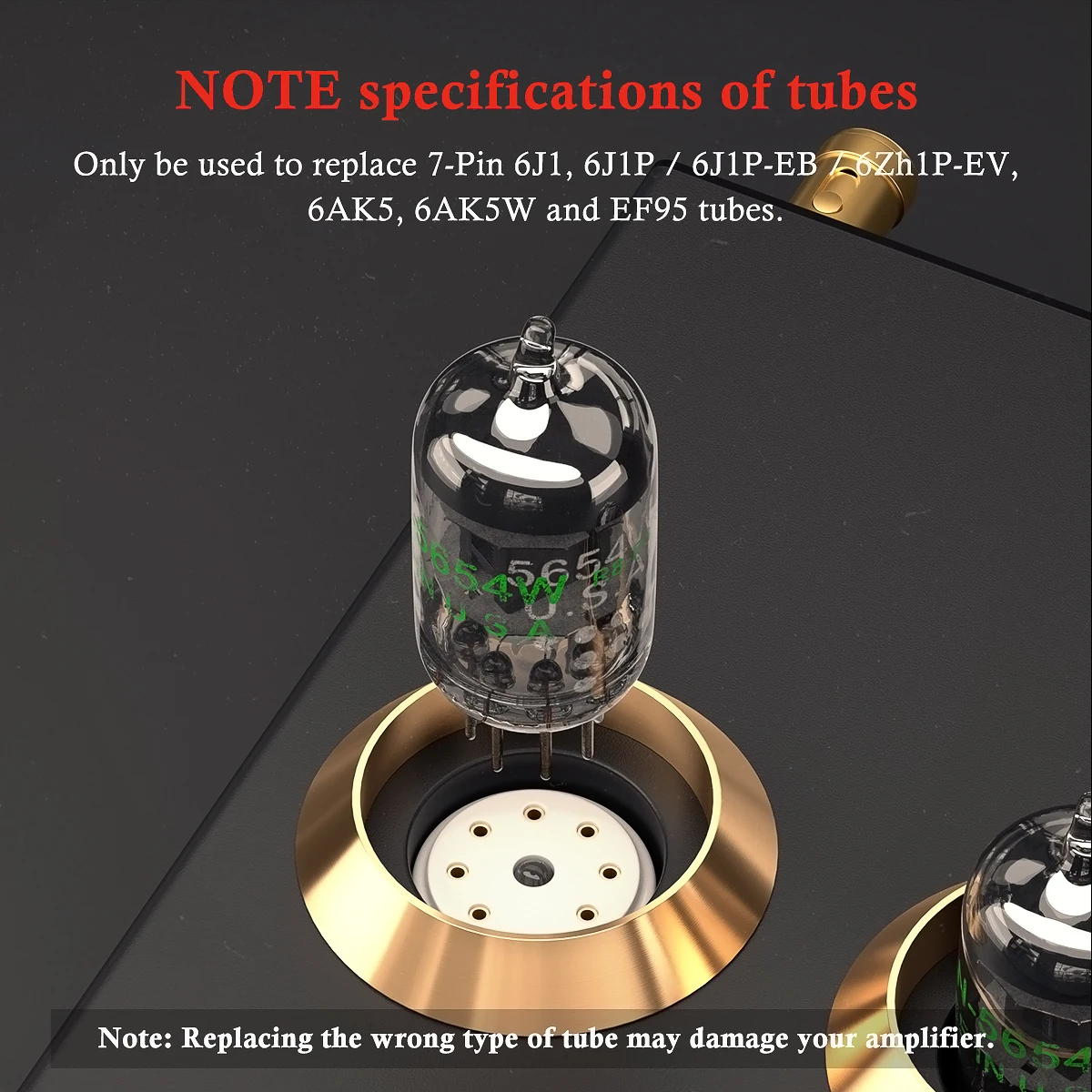 Fosi Audio 2Pcs 5654W Vacuum Tubes 7-Pin Upgrade for 6AK5 6J1 6J1P EF95 Pairing Tubes For Audio Amplifier