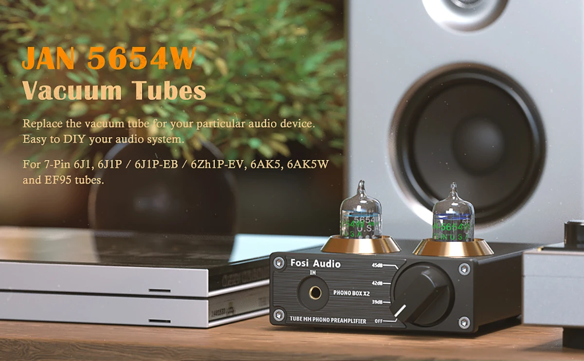 Fosi Audio 2Pcs 5654W Vacuum Tubes 7-Pin Upgrade for 6AK5 6J1 6J1P EF95 Pairing Tubes For Audio Amplifier