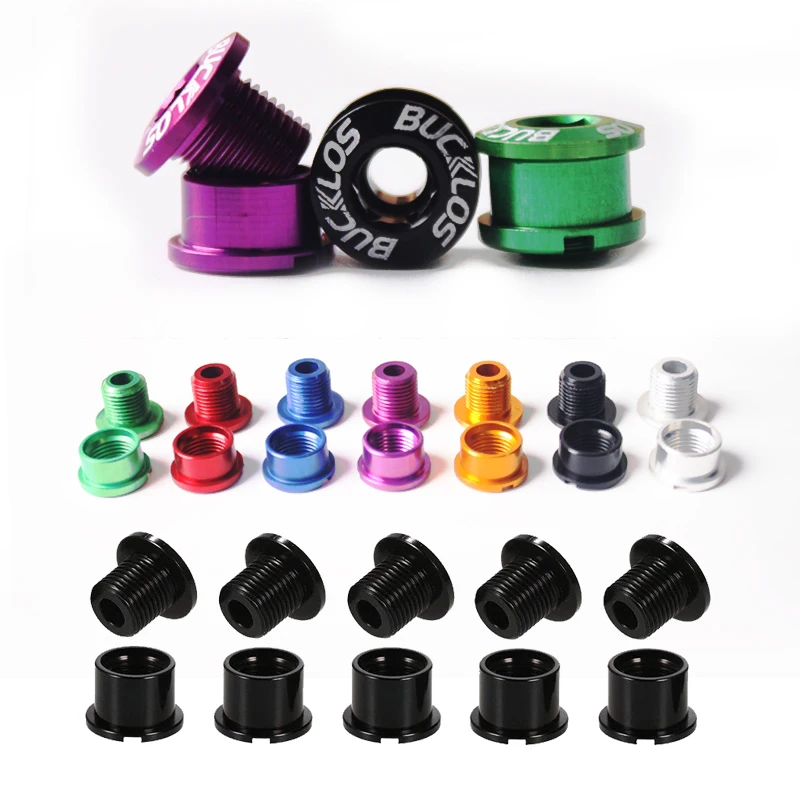 BUCKLOS 4pc 5pc Chainring Bolts 6.5mm 8.5mm Bike Chainwheel Screws Aluminum Alloy Bicycle Plate Screw for Single/double Crankset