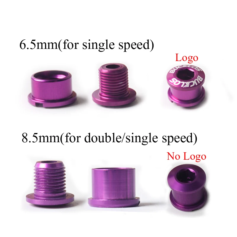 BUCKLOS 4pc 5pc Chainring Bolts 6.5mm 8.5mm Bike Chainwheel Screws Aluminum Alloy Bicycle Plate Screw for Single/double Crankset