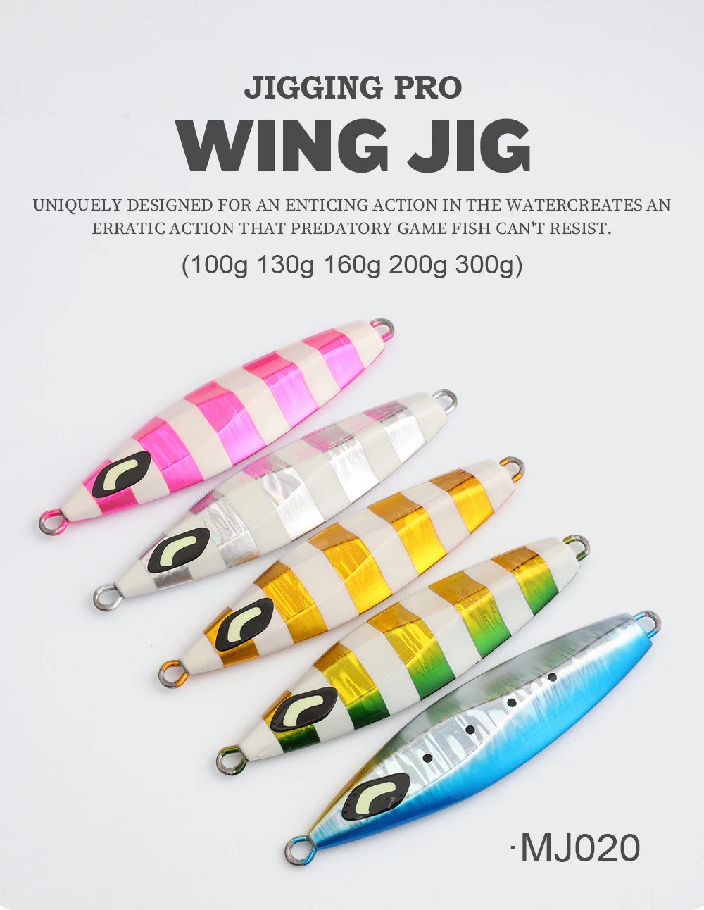 JIGGING PRO 100g 130g 160g 200g Slow Jigging Lure Japan Design Ocean Stinger Wing Lure Metal Jig