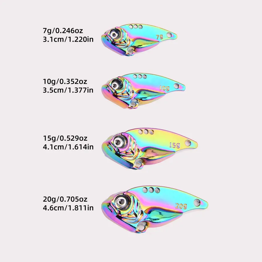 Rotating Sequin Metal VIB 7g 10g 15g 20g Fishing Lure Rotating Tail Vibration Spoon Spinner Bait Crankbait Bass Fishing Tackle