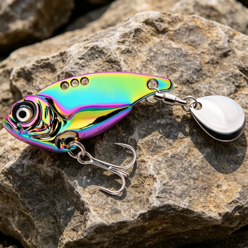 Rotating Sequin Metal VIB 7g 10g 15g 20g Fishing Lure Rotating Tail Vibration Spoon Spinner Bait Crankbait Bass Fishing Tackle