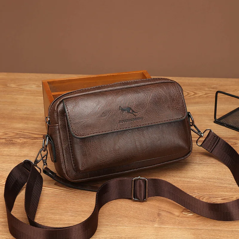 PU Leather Men'S Clutch Bag Long Wallet Mini Shoulder Handbag Square Cross Card Holder Phone Necessaire Pouch Hand Porter Bag