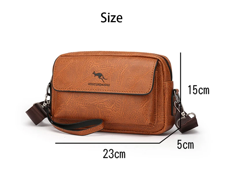 PU Leather Men'S Clutch Bag Long Wallet Mini Shoulder Handbag Square Cross Card Holder Phone Necessaire Pouch Hand Porter Bag