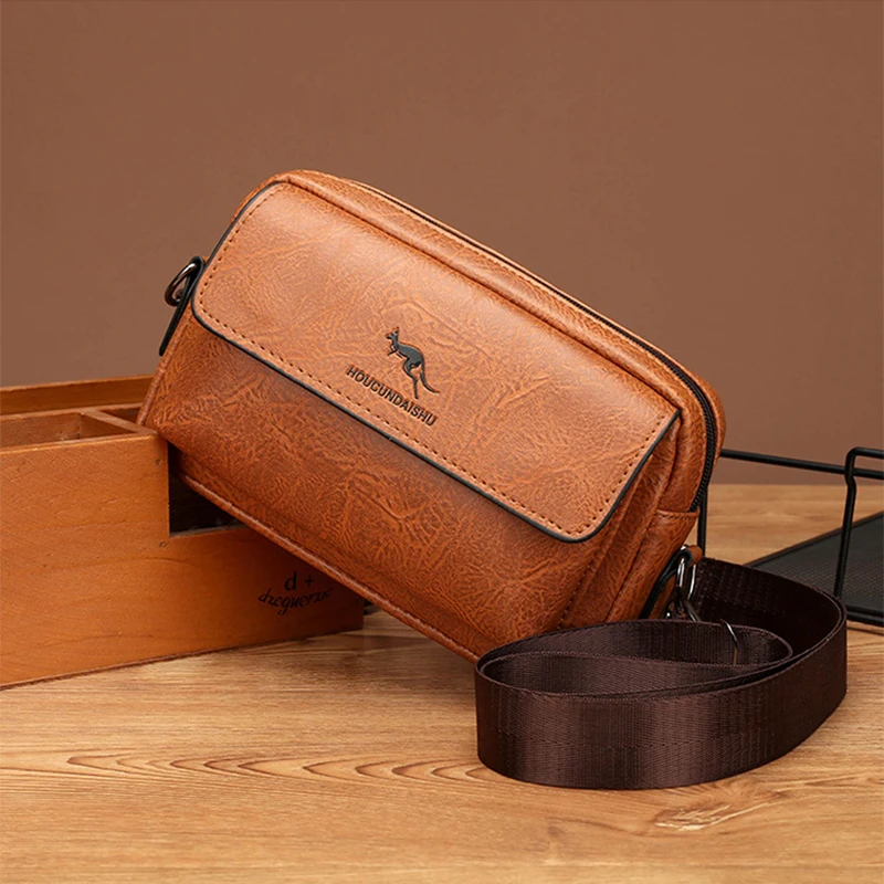 PU Leather Men'S Clutch Bag Long Wallet Mini Shoulder Handbag Square Cross Card Holder Phone Necessaire Pouch Hand Porter Bag