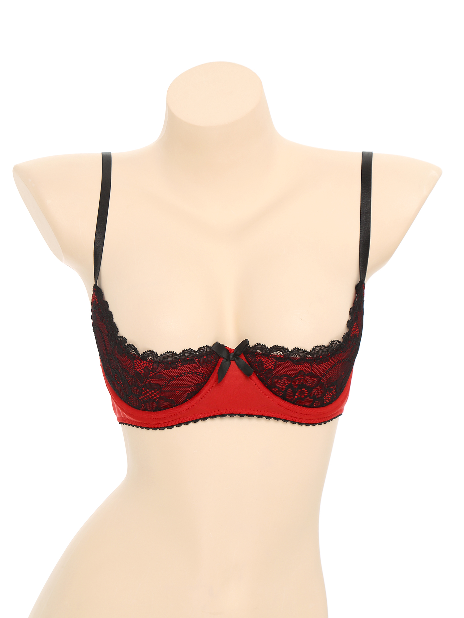 Sexy Lace Bra Women's Lingerie Underwire Half Cup Push Up Brassiere Hot Bra Underwear Bare Exposed Breast Underwire Brassiere