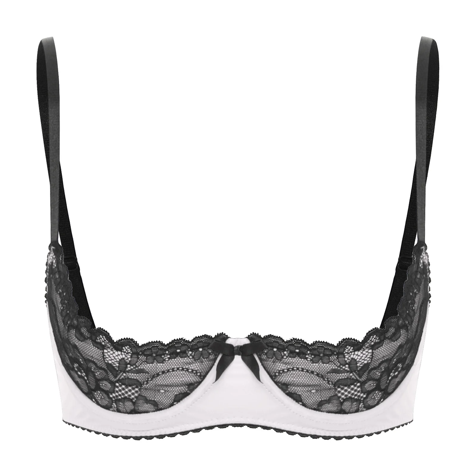 Sexy Lace Bra Women's Lingerie Underwire Half Cup Push Up Brassiere Hot Bra Underwear Bare Exposed Breast Underwire Brassiere