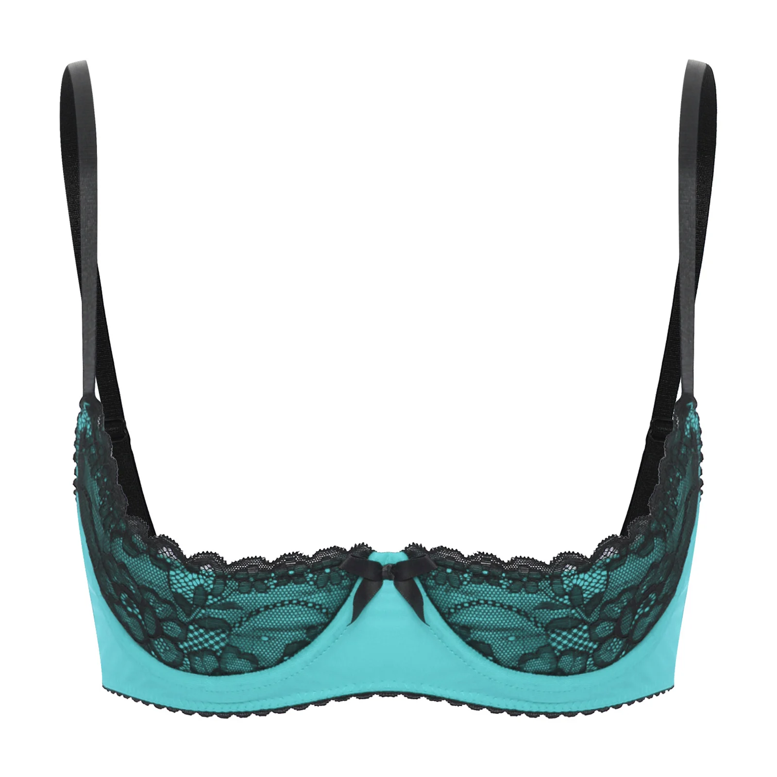 Sexy Lace Bra Women's Lingerie Underwire Half Cup Push Up Brassiere Hot Bra Underwear Bare Exposed Breast Underwire Brassiere