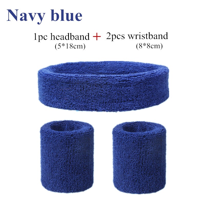 Fashion Sports Headband and Wristband Towel Set Sweatband Cotton Wrist Band Bracers for Women Men Cycling Gym Basketball Tennis