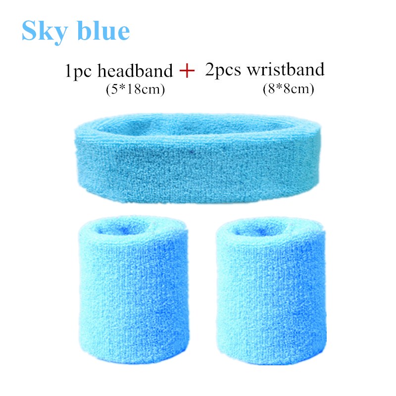 Fashion Sports Headband and Wristband Towel Set Sweatband Cotton Wrist Band Bracers for Women Men Cycling Gym Basketball Tennis