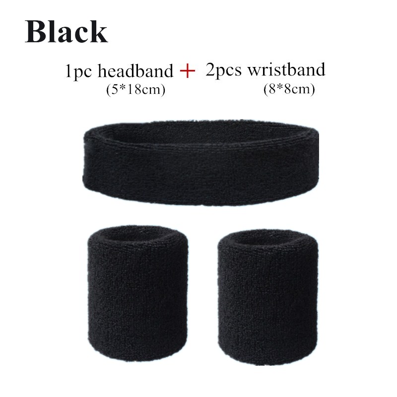 Fashion Sports Headband and Wristband Towel Set Sweatband Cotton Wrist Band Bracers for Women Men Cycling Gym Basketball Tennis