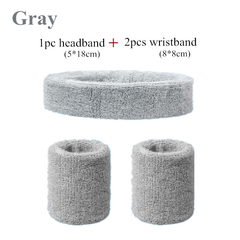Fashion Sports Headband and Wristband Towel Set Sweatband Cotton Wrist Band Bracers for Women Men Cycling Gym Basketball Tennis