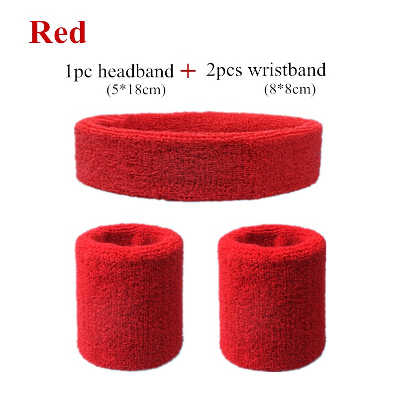 Fashion Sports Headband and Wristband Towel Set Sweatband Cotton Wrist Band Bracers for Women Men Cycling Gym Basketball Tennis