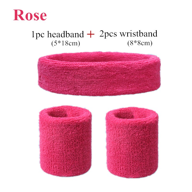 Fashion Sports Headband and Wristband Towel Set Sweatband Cotton Wrist Band Bracers for Women Men Cycling Gym Basketball Tennis