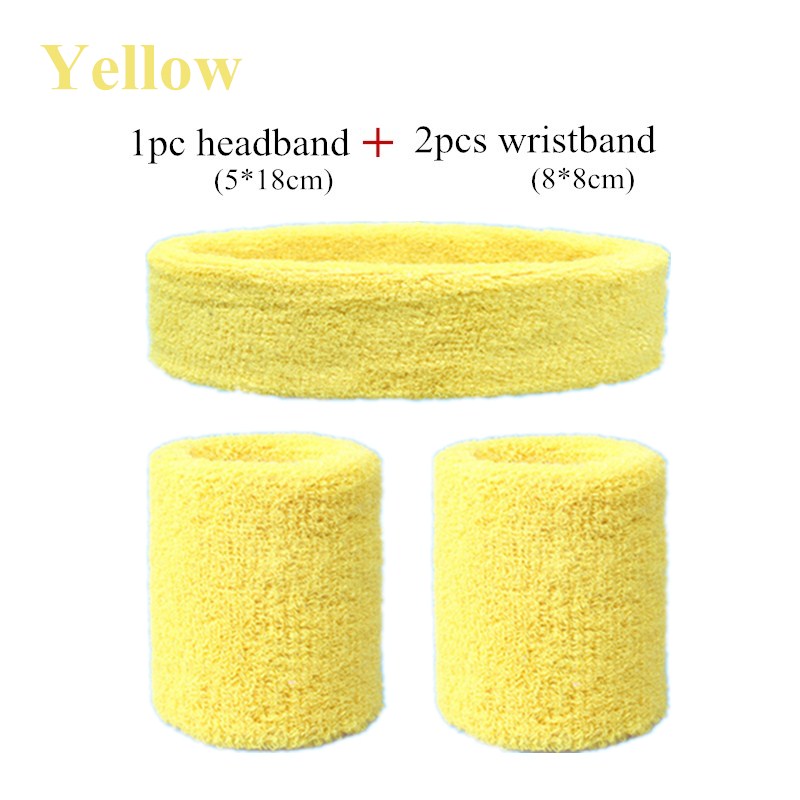 Fashion Sports Headband and Wristband Towel Set Sweatband Cotton Wrist Band Bracers for Women Men Cycling Gym Basketball Tennis