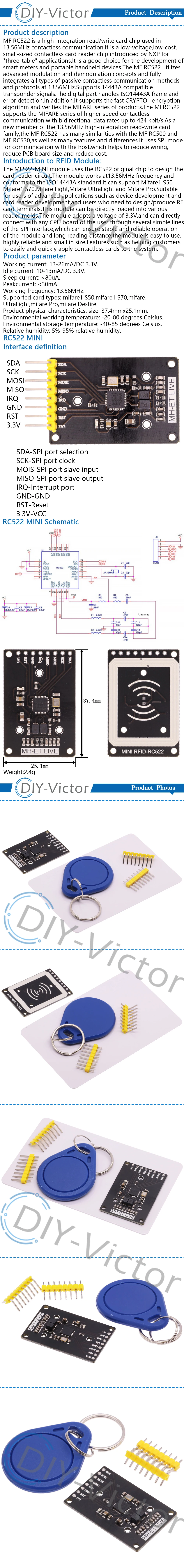 RFID module PN532 RC522 MFRC-522 RDM6300 Kits NFC S50 13.56 Mhz 125Khz 6cm With Tags SPI Write & Read for arduino uno 2560