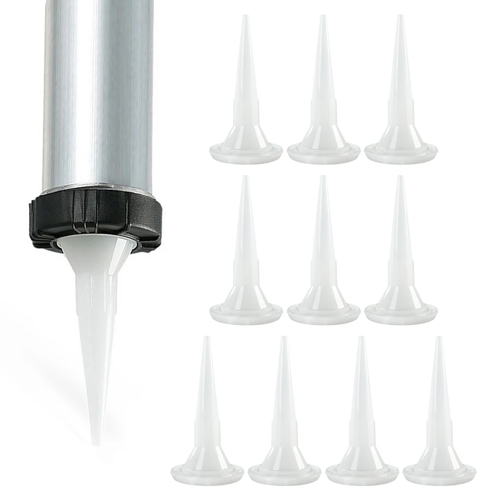 10pcs Caulking Nozzle Structural Glue Nozzle Universal Glue Tip Mouth Sealant Silicone Caulking Tips Replacement Parts Plastic