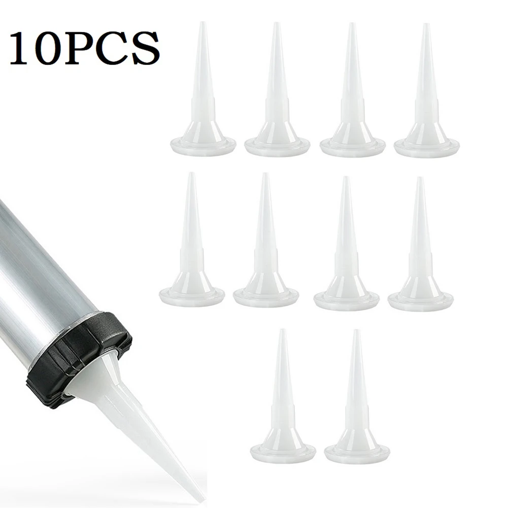 10pcs Caulking Nozzle Structural Glue Nozzle Universal Glue Tip Mouth Sealant Silicone Caulking Tips Replacement Parts Plastic