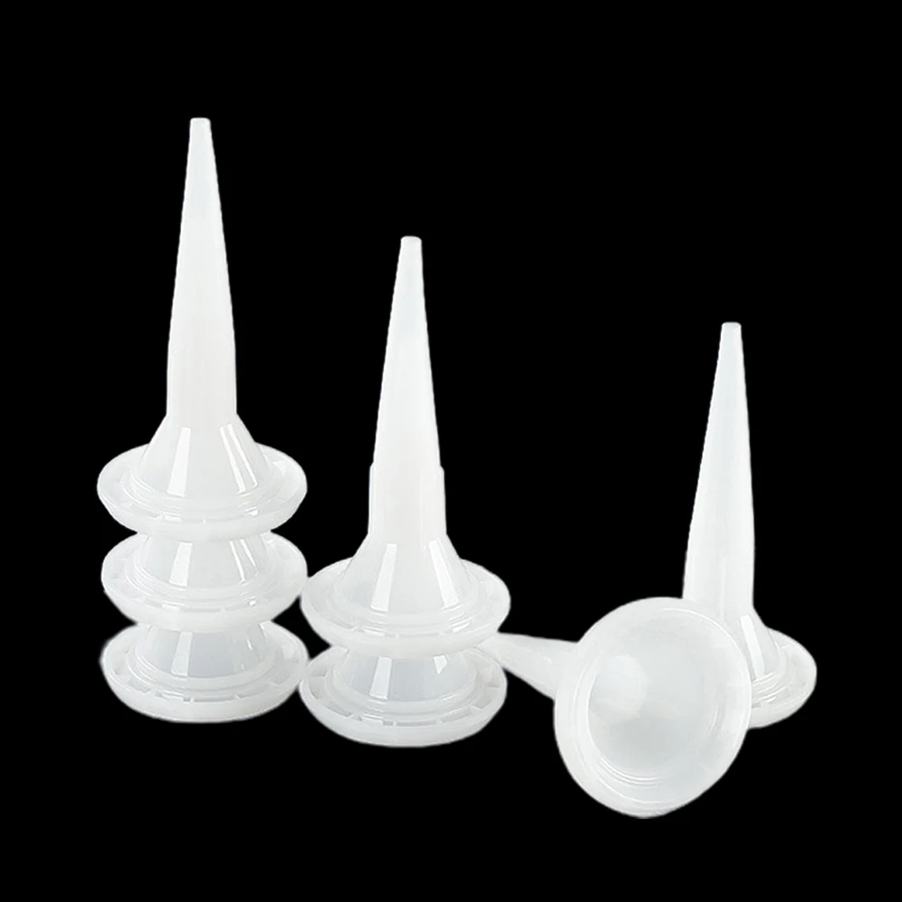 10pcs Caulking Nozzle Structural Glue Nozzle Universal Glue Tip Mouth Sealant Silicone Caulking Tips Replacement Parts Plastic