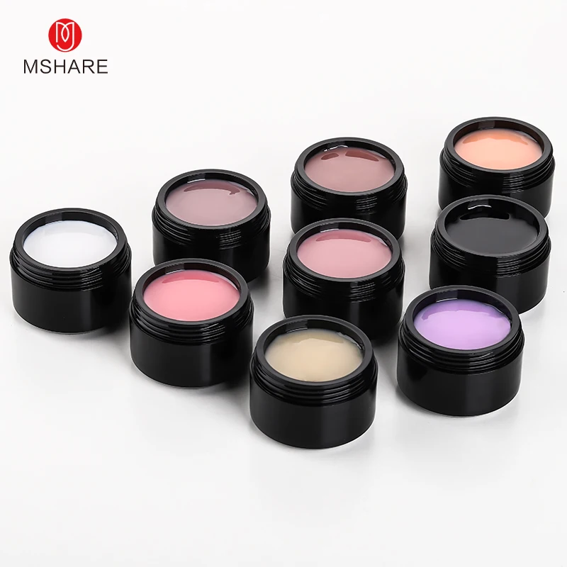 MSHARE 50ml Natural Nails Gel Builder Nalil Tpo Free Self Leveling Gel for Nail Extension Construction Pink Shade UV Led Gel
