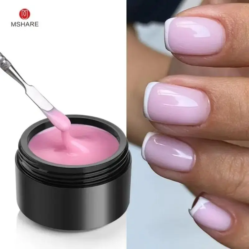 MSHARE 50ml Natural Nails Gel Builder Nalil Tpo Free Self Leveling Gel for Nail Extension Construction Pink Shade UV Led Gel