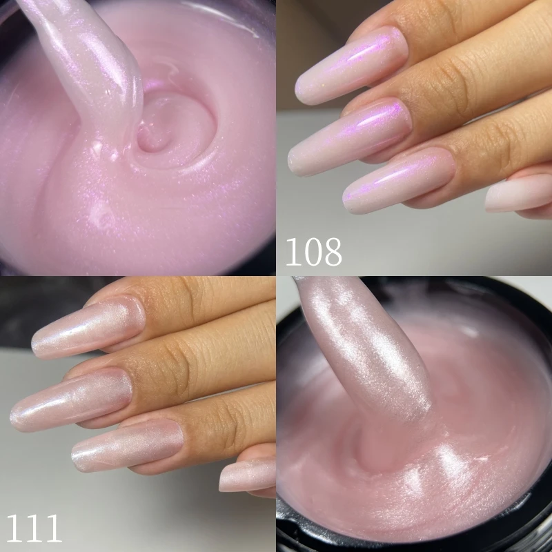 MSHARE 50ml Natural Nails Gel Builder Nalil Tpo Free Self Leveling Gel for Nail Extension Construction Pink Shade UV Led Gel