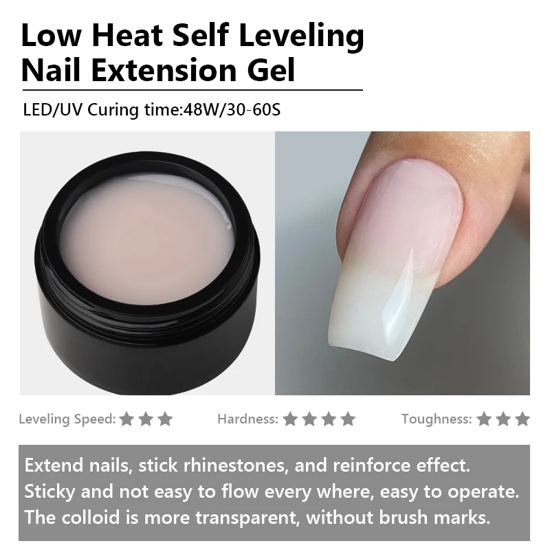 MSHARE 50ml Natural Nails Gel Builder Nalil Tpo Free Self Leveling Gel for Nail Extension Construction Pink Shade UV Led Gel