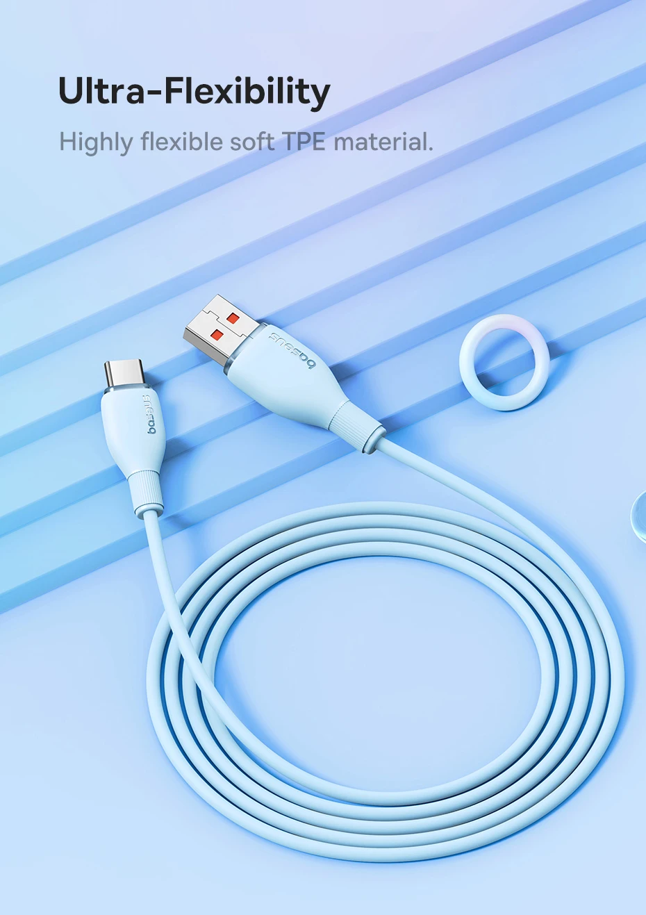 Baseus USB Type C Cable For Realme Huawei Pro Fast Charging Wire USB-C Charger Data Cord For Samsung Oneplus Poco F3 Soft TPE