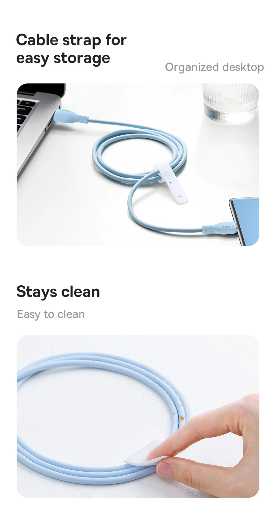 Baseus USB Type C Cable For Realme Huawei Pro Fast Charging Wire USB-C Charger Data Cord For Samsung Oneplus Poco F3 Soft TPE