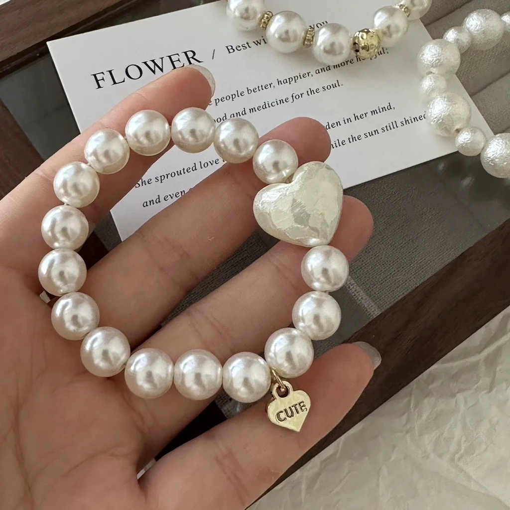 Exquisite Pearl Beaded Hair Ties Bracelet Sweet Ponytail Braid Hair Rope for Women Girl Fashion Headwear Hair Accessories Gift