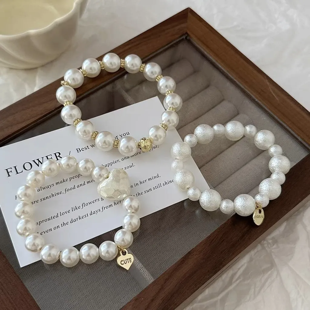 Exquisite Pearl Beaded Hair Ties Bracelet Sweet Ponytail Braid Hair Rope for Women Girl Fashion Headwear Hair Accessories Gift