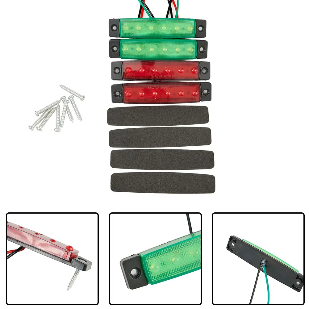 4Pcs Red Green Boat Navigation LED Boat Navigation Lights Waterproof For Marine Yacht Kayak Sailboat Pontoon Boat Signal Lamp
