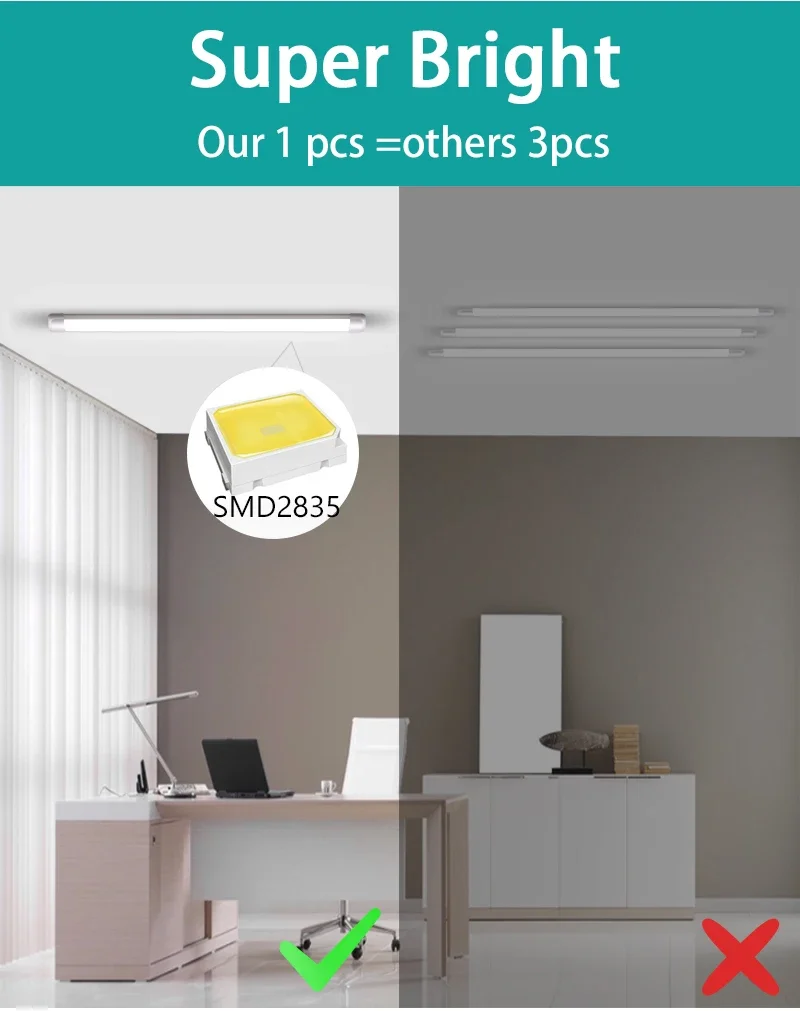 Moisture-Proof Led Tube Light 50/30cm Kitchen Lights 20W 10W 6W Cabinet Lighting Kitchen Bathroom Bedroom Tube Fixture 220V 110V