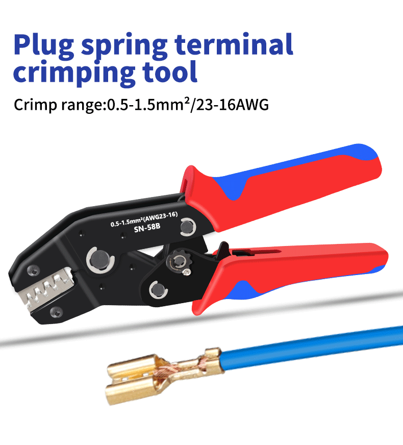 Ratchet crimping tool SN-58B crimping pliers XH2.54/DuPont2.54/2.8/4.8/6.3/uninsulated/ferrule terminals 0.5-1.5mm ²/ AWG23-16