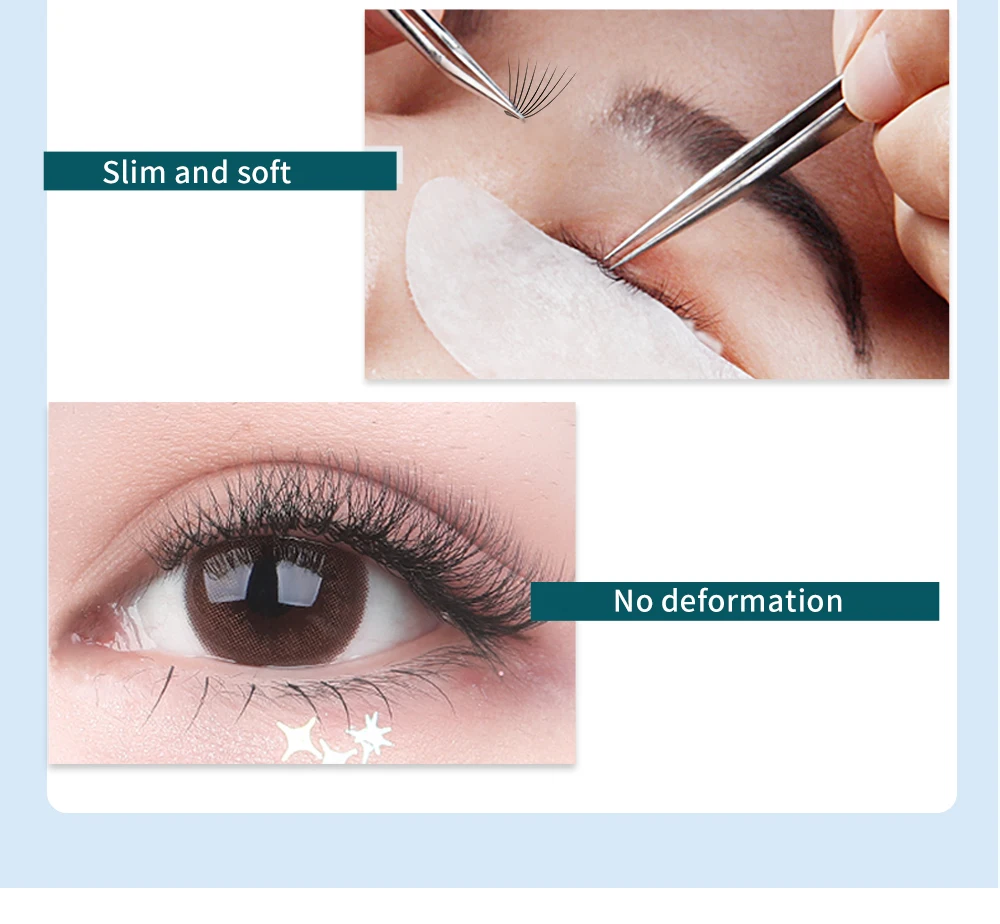 E-young 2d Premade Lashes Volume Fans Short Stem C/D Curl 0.1mm Natural False Eyelashes Extensions Premade Fans Wholesale Makeup