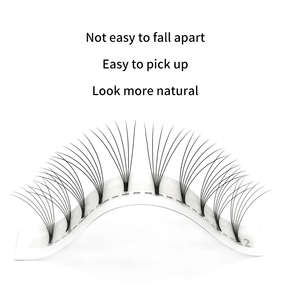 E-young 2d Premade Lashes Volume Fans Short Stem C/D Curl 0.1mm Natural False Eyelashes Extensions Premade Fans Wholesale Makeup