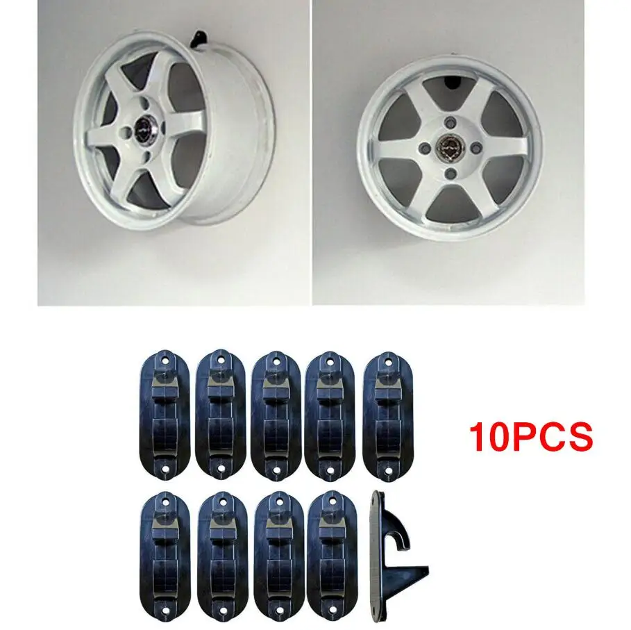 10pcs Tire Wheel Rim Hub Hanging Plastic Black ABS Hook Holder Shop Display Stand Rack Wall Mounted Racing Hook Max. 22''