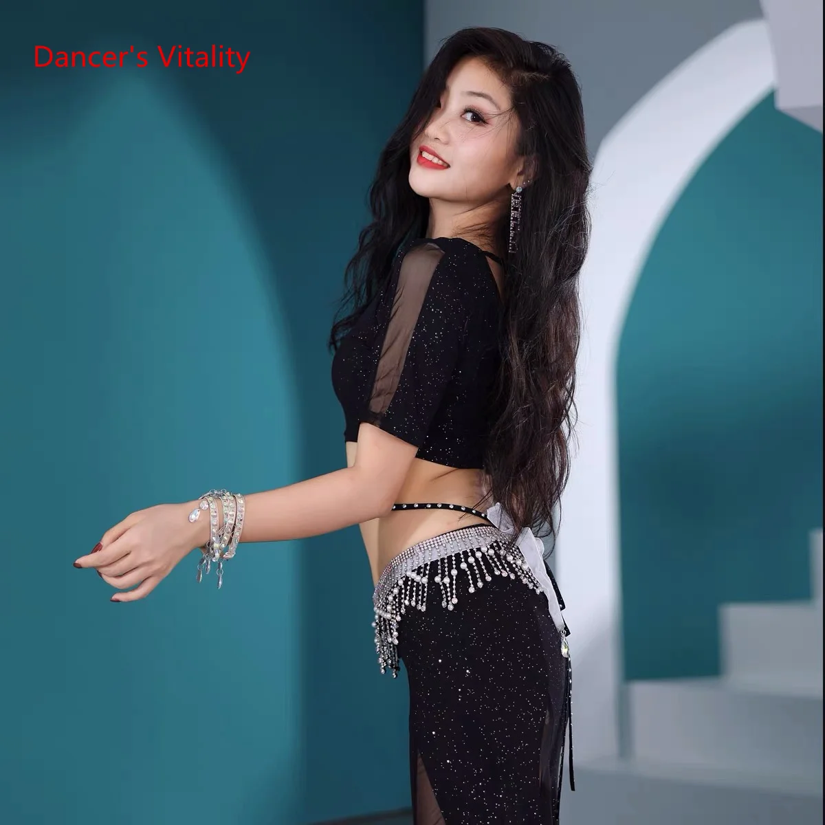 Women Proffesional Bellydance Costume Sexy Short Sleeves Top Long Skirt Exotic Dancewear Suit Girls Oriental Dance Outfit Cloth
