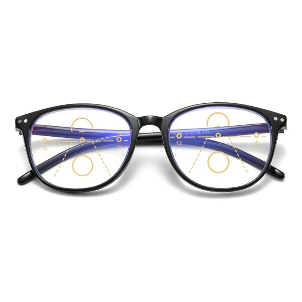 New Anti-blue Light Progressive Multifocal Reading Glasses Women&Men Classic Oversize Frame Presbyopic Glasses With +1.0to+4.0