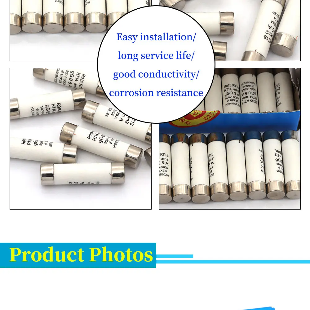 5/20/60Pcs 10*38 Fast blow Ceramic Fuse 10x38mm Fuse 380V 500V 0.5A 1A 2A 3A 4A 5A 6A 8A 10A 16A 20A 25A 32A 40A RO15 RT18 RT14
