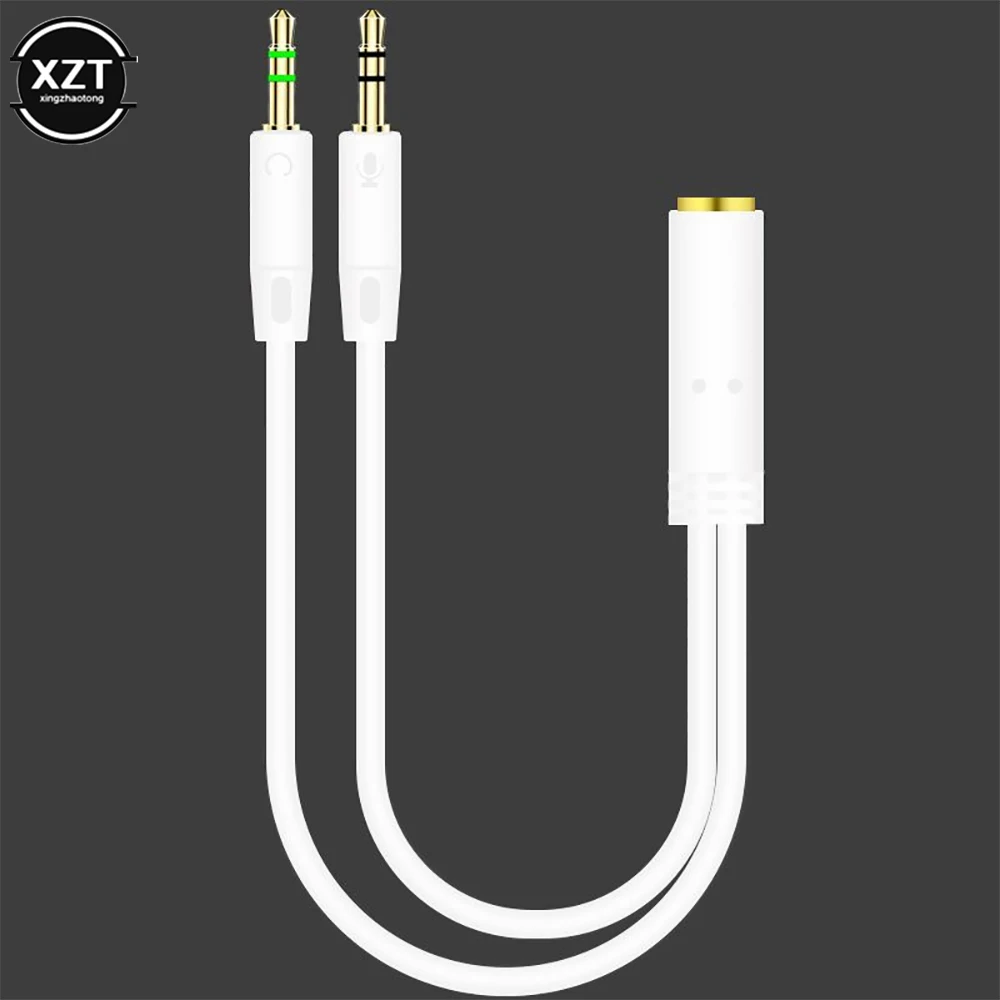 3.5mm Jack Microphone Headset Audio Splitter Cable Female to 2 Male Headphone Mic Aux Extension Cables For phone Computer Cabo