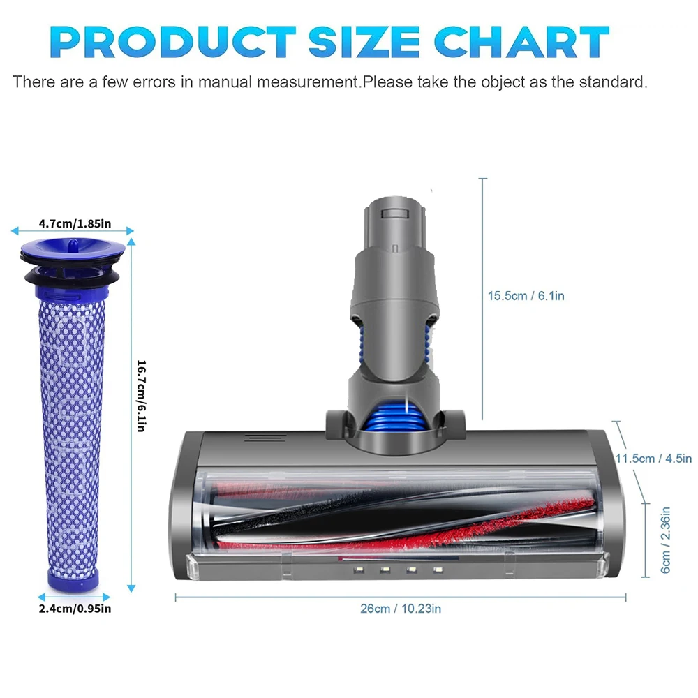 Motorized Floor Brush Head Tool For Dyson V6 DC58 DC59 DC61 DC62 Vacuum Cleaner Soft Sweeper Roller Head Floor Brush Accessories